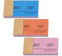 Nezyo Bloques Numerados 1-300 Boletos de Rifa con Números Dobles 10cm x 5cm Papeletas Rifa para Guardarropa Sorteos Eventos Fiestas Ferias y Golosinas(Azul, Naranja, Rosa)