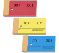 Nezyo Bloques Numerados 1-300 Boletos de Rifa con Números Dobles 10cm x 5cm Papeletas Rifa para Guardarropa Sorteos Eventos Fiestas Ferias y Golosinas(Rojo, Amarillo, Azul)