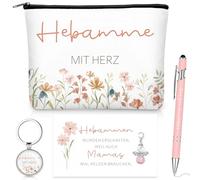 Nezyo Conjunto de 4 Regalos para Parteras Que Incluye 1 Bolígrafo, 1 Neceser para Parteras, 1 Llavero con Frase y 1 Tarjeta de Agradecimiento