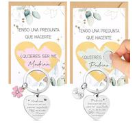 Nezyo Regalo para Madrina y Padrino Llavero Quiere Ser Mi Madrina y Padrino Tarjetas Quieres Gracias por Ser una Pieza Tan Importante Tarjetas Anuncio Embarazo Comunión(Enganche De Amistad Y Flores)