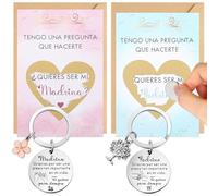 Nezyo Regalo para Madrina y Padrino Llavero Quiere Ser Mi Madrina y Padrino Tarjetas Quieres Gracias por Ser una Pieza Tan Importante Tarjetas Anuncio Embarazo Comunión(Árbol de la vida y flores)