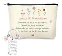 Nezyo Regalos de Cumpleaños para Mujeres Que Cumplen 40 Llaveros Bolsas de Maquillaje Regalos para 40 Años para Madres, Amigas, Colegas y Jubiladas(40)