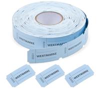 Nezyo Rollo de Fichas 1000 Hojas de Fichas Perforadas Rollo de Tokens de Comida con Números Consecutivos Rollo de Fichas de Bebidas Fichas Rasgable para Tiendas Bar Boda Cumpleaños(Azul,Wertmarke)