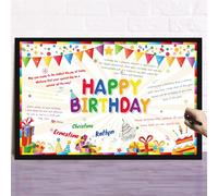 Nezyo Tarjeta de Felicitación Grande de Feliz Cumpleaños Tarjeta Colorida Gigante Happy Birthday Tarjeta de Cumpleaños de 21,6 x 13,8 Pulgadas Tarjeta de Mensaje Tarta Globos Arcoíris, sin Sobre
