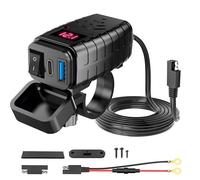 NFAHBAQA Cargador USB Motocicleta Adaptador para Suzuki Bandit 650 GSF S650, Bandit 1250 S, 1200/1200 S, 18W QC3.0y 30W PD Type C, con Medidor Voltaje LED, Interruptor, Carga Rápida,Red
