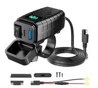 NFAHBAQA Cargador USB Motocicleta Adaptador para Suzuki Bandit 650 GSF S650, Bandit 1250 S, 1200/1200 S, 18W QC3.0y 30W PD Type C, con Medidor Voltaje LED, Interruptor, Carga Rápida,Green