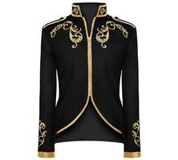 NFAOEGJ Disfraz de príncipe para hombre, abrigo steampunk, chaqueta gótica, chaqueta medieval victoriana, retro, ropa de Halloween, cosplay, Negro , XXXL