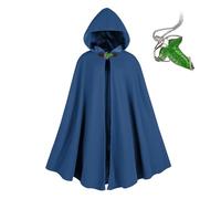 NFAOEGJ Renaissance - Capa con capucha y broche de hoja verde con diseño de elven, ropa medieval, unisex, Halloween, medieval, hobbit con capucha (azul)