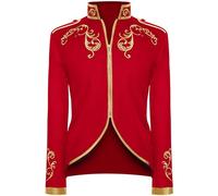 NFAOEGJ Vestido de príncipe para hombre, abrigo steampunk de frac, chaqueta de estilo gótico, medieval, victoriano, retro, ropa para Halloween y cosplay, rojo, talla 3XL