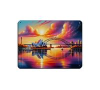 NFDVFHFRQ Cartel de metal vintage con diseño de puesta de sol sobre el puerto de Sydney, para decoración de pared, 30 x 40 cm