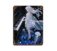 NFDVFHFRQ Póster retro de la chica y la medusa (1) Cartel de metal de metal con pintura de hierro para bar, cueva de personas, cafetería, garaje, decoración de pared, 30 x 40 cm