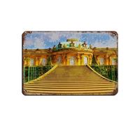 NFDVFHFRQ Sanssouci Palace Potsdam, póster de metal vintage para pub, club, cafetería, bar, decoración de pared para el hogar, póster retro de 20 x 30 cm
