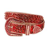 NFEKLFI Cinturón de Diamantes Cinturón de mujer con diamantes imitación, versátil, accesorio ropa for estudiantes(130cm,Red)