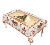 NFEKLFI Mantel Navidad Round and Rectangular Tablecloth, Various Sizes, Charming Tree Snow Scene Gold, Garden Decoration(140X180Cm)