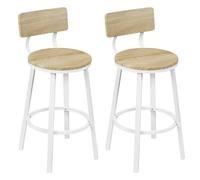 NFEKLFI Taburete Bar 2 unids/Set taburetes Altos Vintage Taburete de Madera for mostrador sillas Cocina con reposapiés Marco Metal Desayuno(Light Wood)