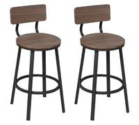 NFEKLFI Taburete Bar 2 unids/Set taburetes Altos Vintage Taburete de Madera for mostrador sillas Cocina con reposapiés Marco Metal Desayuno(Dark Wood)