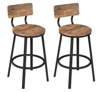 NFEKLFI Taburete Bar 2 unids/Set taburetes Altos Vintage Taburete de Madera for mostrador sillas Cocina con reposapiés Marco Metal Desayuno(Brown)
