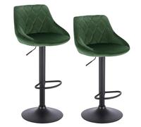 NFEKLFI Taburete Bar Sillas de Bar 2 unids/Set Taburete Giratorio Terciopelo/Cuero Altura Ajustable elevación Alta con reposapiés for el hogar(Dark Green Velvet)