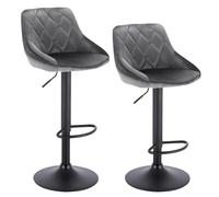 NFEKLFI Taburete Bar Sillas de Bar 2 unids/Set Taburete Giratorio Terciopelo/Cuero Altura Ajustable elevación Alta con reposapiés for el hogar(Dark Grey Velvet)