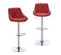 NFEKLFI Taburete Bar Sillas de Bar 2 unids/Set Taburete Giratorio Terciopelo/Cuero Altura Ajustable elevación Alta con reposapiés for el hogar(Red Wine Leather)
