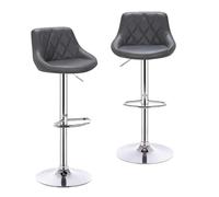 NFEKLFI Taburete Bar Sillas de Bar 2 unids/Set Taburete Giratorio Terciopelo/Cuero Altura Ajustable elevación Alta con reposapiés for el hogar(Grey Leather)