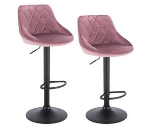 NFEKLFI Taburete Bar Sillas de Bar 2 unids/Set Taburete Giratorio Terciopelo/Cuero Altura Ajustable elevación Alta con reposapiés for el hogar(Rose Velvet)