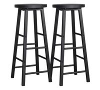 NFEKLFI Taburete Bar Taburetes Altos de Barra 2 unids/Set Taburete bistró Madera Maciza Asiento Estructura Acero Duradero Estable Silla café decoración del hogar(Black)