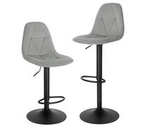 NFEKLFI Taburete Bar Taburetes de Bar 2 unids/Set Taburete mostrador Ajustable en Altura Silla giratoria 360 ° Bistro con Respaldo(Light Grey)