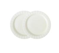 Nff Juego De 2 Platos Llanos De Cerámica De 8,5 Pulgadas Con Diseño De Rayas Verticales, Redondos, Aptos For Servir Carnes, Pastas, Postres Y Aperitivos. Apto For Lavavajillas.(White)