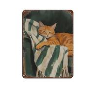 NFFBGFD Cartel de metal para pared, diseño de gato durmiente, arte contemporáneo, vintage, para pub, club, cafetería, bar, hogar, decoración de pared, póster retro de 30 x 40 cm