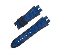 NFFRK Correa de cuero nobuk para reloj, accesorios de correa de silicona de 28mm, negro, azul, rojo y amarillo, compatible con correa Roger Dubuis para serie EXCALIBUR(Blue 2)