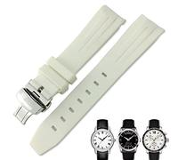 NFFRK Correa de reloj de goma con extremo curvado de 19mm y 20mm para Tissot 1853 Lelocle PRC200 Rolex Submariner Hamilton Omega, correa de reloj resistente al agua(White,20mm)