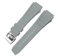 NFFRK Correa de reloj de goma de 20mm y 25mm para Richard Spring Bar, correa de silicona para reloj deportivo Mille, pulsera impermeable suave(Gray fold buckle)
