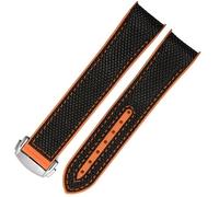 NFFRK Correa de reloj de silicona y nailon de goma de 20mm y 22mm para Omega GMT Planet Ocean Seamaster Diver 300, correa de reloj naranja con extremo curvado(Smokey Mauve,22mm)