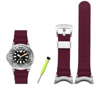 NFFRK Correa de reloj modificada para Citizen BJ8050 BJ8050-08E, cabeza de conexión de acero inoxidable, pulsera Little Monster, correa de reloj(Red silver buckle)