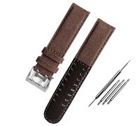 NFFRK La correa de cuero de lona es adecuada para el reloj de campo Hamilton Khaki H68201993 H7060596 para correa Seiko con hebilla de 20mm y 22mm(Brown silver,20mm)