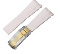 NFFRK Para la correa de goma Rolex, la correa de los cuentos, el agua verde, el agua verde, el buzo, la silicona verde de 20 mm de 21 mm banda de reloj(White-Room gold,21mm)