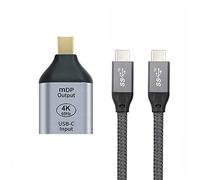 NFHK 10 Gbps 100 W Cable USB-C Tipo C Fuente Hembra a Mini Displayport DP Fregadero HDTV Adaptador 4K 60hz 1080p Cable Pantalla Ordenador para Tableta y Teléfono y Ordenador Portátil