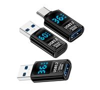 NFHK 3pcs/Lot Tipo-C Smart LED Display USB-C a USB3.2 Tipo A Adaptador 10Gbps Datos Corriente Voltaje Carga Rápida Monitor Monitor Detector