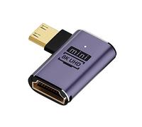 NFHK Adaptador convertidor mini HDMI macho a HDMI 2.1 hembra UHD en ángulo recto, compatible con HDTV 8K 60Hz