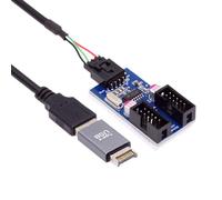 NFHK Cabecera de panel frontal USB 3.1 macho tipo E a USB 2.0 tipo A macho de 1 a 2 hembra, placa base de 9 pines, 10 pines, adaptador de concentrador, multiplicador de puerto