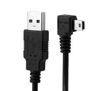 NFHK Cable de datos mini USB tipo B macho de 5 pines en ángulo recto de 90 grados a USB 2.0 macho, 5 metros con núcleo de ferrita EMI