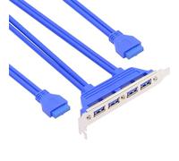 NFHK Cable deflector interno de cuatro puertos USB 3.0 hembra a placa base de 20 pines con soporte PCI de 50 cm