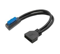 NFHK Cable extensión USB 3.0 de perfil bajo en ángulo recto de 20 pines y 19 pines macho a hembra de 5 Gbps, 90 grados, para placa base.