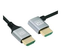 NFHK Cable HDMI 2.1 ultra delgado HDTV 8K 4K hiperflexible cable delgado en ángulo izquierdo 90 grados tipo A macho a macho para computadora HDTV 100 cm