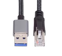 NFHK Cable USB a Ethernet USB 3.0 tipo A a RJ45 macho, cable conectado directamente a red Gigabit LAN de 1000 Mbps compatible con USB 2.0