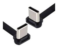 NFHK Cable USB-C Tipo C Ultra Slim Flat 2.0 con Conector en Ángulo, 65W, Carga Rápida para Portátil, Tableta, Teléfono