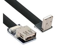 NFHK Down Angled USB 2.0 Type-A Male to Female Extension Data Flat Slim FPC Cable for FPV & Disk & Scanner & Printer 200cm