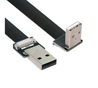 NFHK Down Angled USB 2.0 Type-A Male to Type-A Male Data Flat Slim FPC Cable 90 Degree for FPV & Disk & Scanner & Printer 100cm