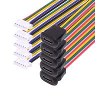 NFHK Juego de 5 piezas de enchufe hembra tipo C carga rapida a cable de cabecera de 6 pines = 2,0 mm, tipo de montaje de pestillo CC 5 V/20 V PD